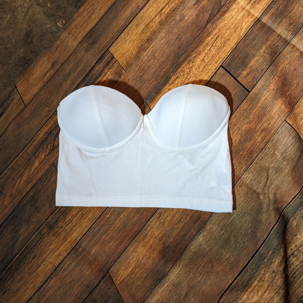 White Bustier Crop Tube Top